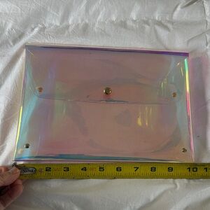 Iridescent stylish clear clutch.